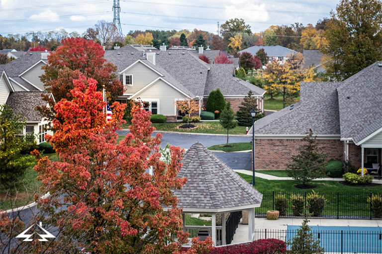 Aerial photo of Multi-Family Roofing project in Columbus, OH by Ascent Roofing Solutions